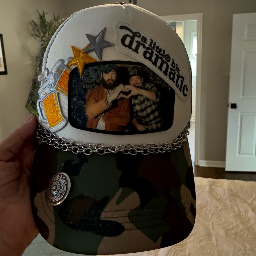 Camouflage and White Graphic Cap